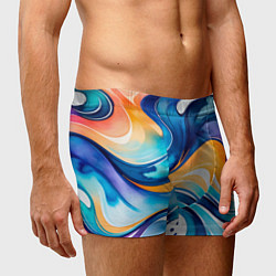 Трусы-боксеры мужские Линейная красочная абстракция, цвет: 3D-принт — фото 2