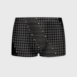 Трусы-боксеры мужские Чёрный абстрактный с квадратами, цвет: 3D-принт
