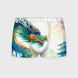 Трусы-боксеры мужские Japanese dragon - watercolor art, цвет: 3D-принт