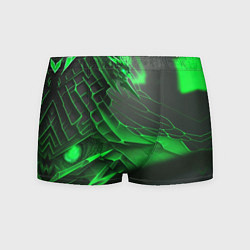 Трусы-боксеры мужские Зелёная сеть на чёрном фоне, цвет: 3D-принт