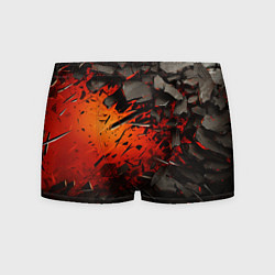 Трусы-боксеры мужские Черные камни на красном взрыв, цвет: 3D-принт