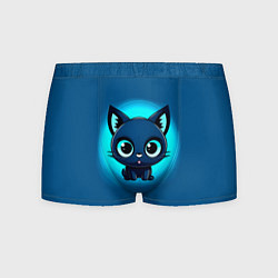 Трусы-боксеры мужские Котёнок на синем, цвет: 3D-принт