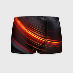 Трусы-боксеры мужские Яркая оранжевая полосы на черной абстракции, цвет: 3D-принт