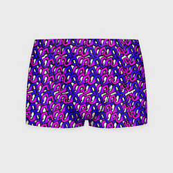 Трусы-боксеры мужские Фиолетовый узор и чёрная обводка, цвет: 3D-принт