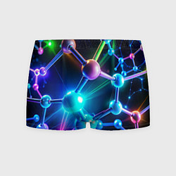Трусы-боксеры мужские Молекулярная структура - неоновая, цвет: 3D-принт
