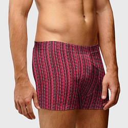 Трусы-боксеры мужские Красно-розовый искажённые полосы, цвет: 3D-принт — фото 2