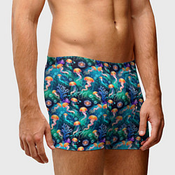 Трусы-боксеры мужские Морские медузы паттерн, цвет: 3D-принт — фото 2