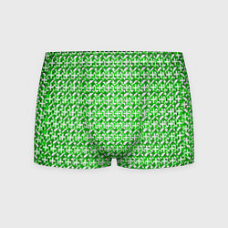 Трусы-боксеры мужские Белые плюсики на зелёном фоне, цвет: 3D-принт