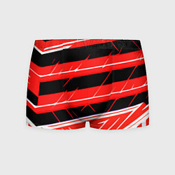 Трусы-боксеры мужские Чёрно-белые полосы на красном фоне, цвет: 3D-принт