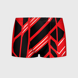 Трусы-боксеры мужские Чёрно-белые полосы на красном фоне, цвет: 3D-принт