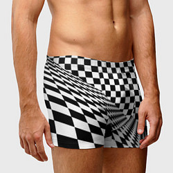 Трусы-боксеры мужские Шахматная психоделика иллюзия, цвет: 3D-принт — фото 2