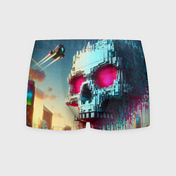 Трусы-боксеры мужские Cool pixel skull - ai art fantasy, цвет: 3D-принт