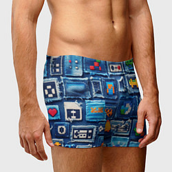 Трусы-боксеры мужские Пиксельные символы на пэчворк, цвет: 3D-принт — фото 2