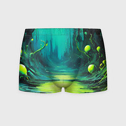 Трусы-боксеры мужские Зелёная кислотная абстракция, цвет: 3D-принт