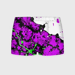 Трусы-боксеры мужские Зелёно-розовая абстракция на белом фоне, цвет: 3D-принт