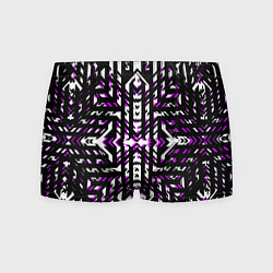 Трусы-боксеры мужские Чёрно-фиолетовые диагональные полосы на белом фоне, цвет: 3D-принт