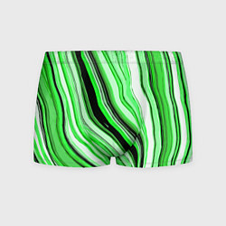 Трусы-боксеры мужские Волнистые вертикальные чёрно-зелёные полосы, цвет: 3D-принт
