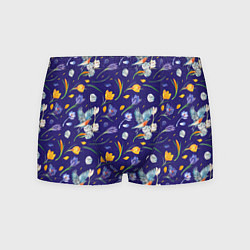 Трусы-боксеры мужские Зяблик и крокусы, цвет: 3D-принт