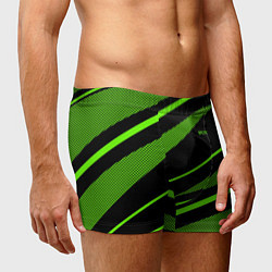 Трусы-боксеры мужские Sport чёрный и зелёный полосы, цвет: 3D-принт — фото 2