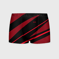 Трусы-боксеры мужские Sport чёрный и красный полосы, цвет: 3D-принт