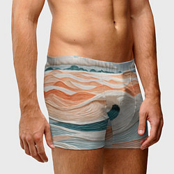 Трусы-боксеры мужские Персиковые волны, цвет: 3D-принт — фото 2