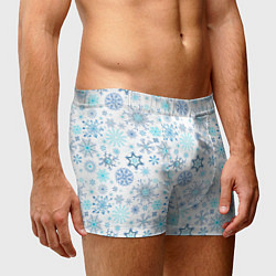 Трусы-боксеры мужские Бирюзовые снежинки, цвет: 3D-принт — фото 2