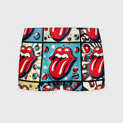 Трусы-боксеры мужские Rolling Stones logo - pop art, цвет: 3D-принт