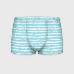 Трусы-боксеры мужские Бело-голубой полосатый паттерн, цвет: 3D-принт