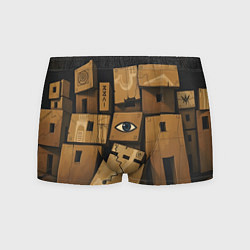 Трусы-боксеры мужские Коробки и глаз, цвет: 3D-принт