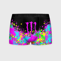 Трусы-боксеры мужские Monster energy краски неоновые, цвет: 3D-принт