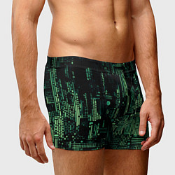 Трусы-боксеры мужские Чёрно-зелёный абстракция точки полоски, цвет: 3D-принт — фото 2