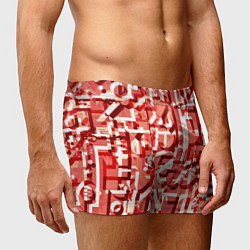 Трусы-боксеры мужские Красно-белый объёмный эффект, цвет: 3D-принт — фото 2