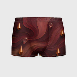 Трусы-боксеры мужские Темно-бордовый волнистый узор, цвет: 3D-принт