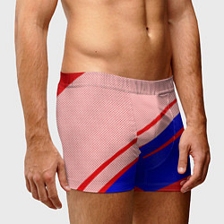 Трусы-боксеры мужские Красно-синий текстурный с полосами, цвет: 3D-принт — фото 2