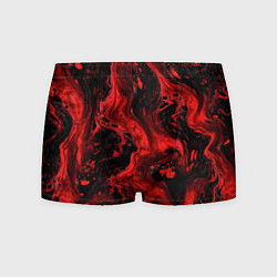 Трусы-боксеры мужские Красно-черные разводы краски - абстрактный узор, цвет: 3D-принт