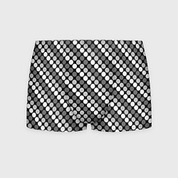 Трусы-боксеры мужские Белый серый горох на черном ретро, цвет: 3D-принт