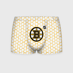 Трусы-боксеры мужские Бостон Брюинз - белые соты, цвет: 3D-принт