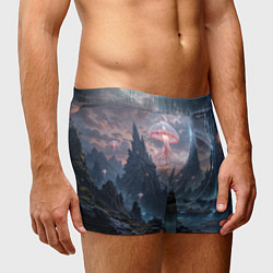 Трусы-боксеры мужские Фантастический мир с медузами и озеро у гор, цвет: 3D-принт — фото 2
