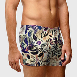 Трусы-боксеры мужские Цветочный светло-коричневый с листьями, цвет: 3D-принт — фото 2