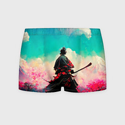 Трусы-боксеры мужские Самурай и сакура, цвет: 3D-принт