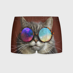 Трусы-боксеры мужские A Cat with multicolored glasses, цвет: 3D-принт