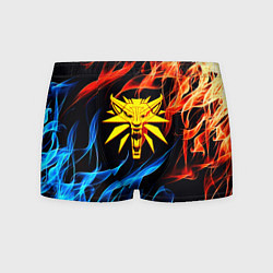 Трусы-боксеры мужские Ведьмак огненное лого в огне, цвет: 3D-принт