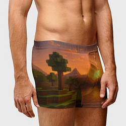 Трусы-боксеры мужские Закат - Minecraft, цвет: 3D-принт — фото 2