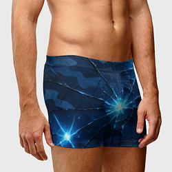 Трусы-боксеры мужские Синий камуфляж со вспышками, цвет: 3D-принт — фото 2