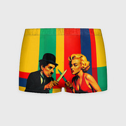 Трусы-боксеры мужские Чарли Чаплин против Мэрилин Монро поп-арт, цвет: 3D-принт