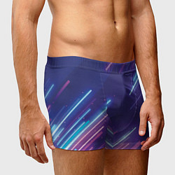 Трусы-боксеры мужские Абстракция бело синие красные полосы, цвет: 3D-принт — фото 2