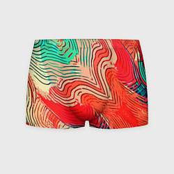 Трусы-боксеры мужские Красно-зелёный полосатая абстракция, цвет: 3D-принт