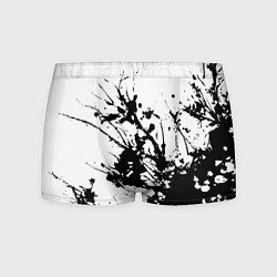 Трусы-боксеры мужские Чёрная взрывная краска на белом, цвет: 3D-принт