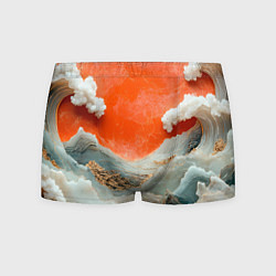 Трусы-боксеры мужские Японский пейзаж абстракция, цвет: 3D-принт
