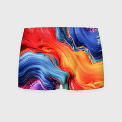 Трусы-боксеры мужские Красно-синие масляные краски смешение абстракция, цвет: 3D-принт